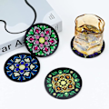 Miniatyrbillede 2 af 5: 4 stk. 9,8 cm akryl cirkelformede underlag, akryl runde underlag med mandala