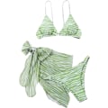 Miniatyrbillede 1 af 5: Kvinde Wrap Trekant Bikini Badetøj med Mesh Strand Skørt 3 Stykke Swimsui