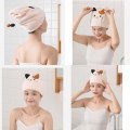 Miniatyrbilde 3 av 5: Morsomme kattehår tørkehåndklær, 2 pakker mikrofiber hårhåndkle wrap hår tørkehette raskt tørke hår turbaner krøllete langt hår (Kitty Beige og Rosa) 27*36cm