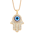 Miniatyrbillede 1 af 4: Pyntet Hamsa-halskæde med ondt øje - Symbolsk beskyttelse