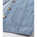 Miniatyrbilde 5 av 5: Kvinners ermeløs denim vest V-hals knapp ned jean vest jakke