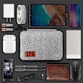 Miniatyrbild 3 av 5: Kabelorganiseringsväska, Rese-elektronik Tillbehörsväska Organiserare för Flash Disk, USB-enhet, Powerbank, Minneskort, Hörlurar, Dubbla Lager, Grå