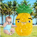 Miniatyrbillede 4 af 5: 2 stk. Gul ananas oppustelig flydende seng surfboard, sommer strand legetøj P
