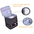 Miniatyrbillede 2 af 5: Neglelak Organizer Taske Neglelak Organizer Taske, Dobbelt-Lag Neglelak Opbevaring og Negle Tørrer Etui, Holder 30 Flasker (15 ml) (Sort)