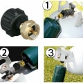 Miniatyrbillede 4 af 5: Propangas påfyldningsadapter, propangascylinder påfyldningsfitting QCC1 messing gasbeholderadapter sort, 102g