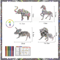 Miniatyrbild 1 av 3: 3D-pussel med 4 djur för färgning och byggande, främjar konst och hantverk för flickor och pojkar, lejon, dinosaurie, häst, elefant, målning, gör-det-själv-set, 4 delar med highlighter, 3D-djur