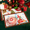 Miniatyrbillede 4 af 5: Sæt med 6 Jule Dugunderlag Rektangulære Julebordsplade Underlag Vaskbare Genanvendelige Julebord Dekoration til Julefest Middag