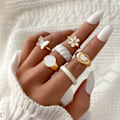 Miniatyrbilde 1 av 5: Kvinners jenter gull knoke ring sett, vintage stabelbar boho midtring sett