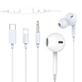 Pikkukuva 1 / 5: Langalliset kuulokkeet, kuulokkeet mikrofonilla, langalliset stereokuulokkeet korvan sisään, bassokuulokkeet, yhteensopivat iPhone- ja Android-älypuhelimien, iPad MP3 -valkoinen
