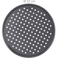 Miniatyrbillede 4 af 5: Sæt med 2 runde non-stick perforerede pizzaforme i gråt kulstofstål Ø 32 cm