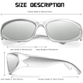 Miniatyrbillede 3 af 5: Polariserede linser Y2k Wrap around solbriller Fashion Polariseret, Futuristisk Ova