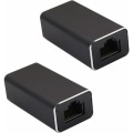 Miniatyrbilde 1 av 5: RJ45-kobling, metallskall RJ45 hunn til hunn Ethernet-forlengelse, LAN-kontakt Inline-nettverkskontakter for Cat7 / Cat6 / Cat5e / Cat5 Ethernet-kabel (2-pakning) Svart