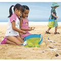 Miniatyrbillede 4 af 5: 8 farverige strandtasker i mesh - strandtasker med muslingeskaller - strandtasker med muslingeskaller til opbevaring af skatte, legetøj og skaller til børn
