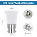 Miniatyrbild 2 av 5: B22 till E27 Sockeladapter, B22 till E27 Bajonett Sockel Konverter för LED Glödlampa Halogen Sockel Bas Adapter, 6 Stycken