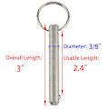 Miniatyrbillede 2 af 3: 2 stk. lang quick release-stift, diameter 9,5 mm, arbejdslængde 61 mm, samlet