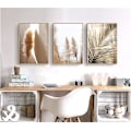 Pikkukuva 4 / 5: Setti 3 premium-julistetta, beige, pampasruoho, modernit kuvat koristeelliset