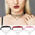 Pikkukuva 4 / 5: Choker Heart Collar MUSTA PU Nahkainen Kaulakoru Goth Valjaat Musta