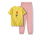 Miniatyrbillede 1 af 5: Kvinde Sommer Hurtig Mode Rund Hals Rose Print Dragt, GUL, XL