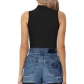 Miniatyrbilde 4 av 5: Kvinners Mock Turtle Neck Ermeløs Tank Tops Bodysuit XL