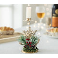 Miniatyrbilde 1 av 3: Julebordpynt, lysestake, sett med 2, gullfarget metall, søylelys