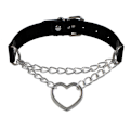 Pikkukuva 1 / 5: Choker Heart Collar MUSTA PU Nahkainen Kaulakoru Goth Valjaat Musta
