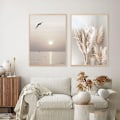 Miniatyrbild 4 av 4: Set med 3 snygga väggkonstposters för vardagsrum - Solnedgång - Strand - Oinramad