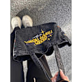 Miniatyrbillede 3 af 5: Crossbody tasker til kvinder, casual denim tasker, broderi, dame skuldertaske, pakke, rejse, lynlås, håndtaske, tote, dametaske, messenger taske, sort