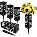 Miniatyrbillede 1 af 5: 4 stk. gravdekorationer, mindesmærke kirkegård blomsterholder vaser, sort plastik
