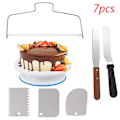Miniatyrbillede 1 af 5: Kage Dekoration Drejeskive, Kage Dekoration Tilbehør med Dekoration Kam/Icing Smoother(3stk), 2 Icing Spatula med Sided & Angled …