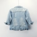Miniatyrbillede 2 af 3: Kvinder Efterår 3/4 Ærme Retro Kort Denim Jakker Lyseblå Jeans Frakker, M