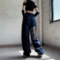 Miniatyrbillede 1 af 5: Amerikanske retro street loose broderede lige ben jeans kvinder 2022 nye c