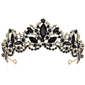 Miniatyrbilde 1 av 5: Svart Tiara for kvinner Gullkrone for jenter Bryllup Prinsesse Bursdag Krystall