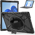Miniatyrbilde 1 av 5: Gerutek Etui for Microsoft Surface Pro 10/Pro 9 (2024/2022), Heavy Duty Cover med roterende stativ og håndstropp, installerbart tastatur, støtsikkert Pr