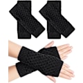 Miniatyrbillede 1 af 5: Par Knittede Fingerløse Handsker, Håndledsvarmere med Tommelhul Unisex Vinter Termiske Vanter (20*8cm)