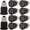 Miniatyrbilde 1 av 5: E12 til E14 lampebaseadapterkonverter, lampebaseadapter for glødelampe, LED, halogen energisparende lamper (10 stk, svart)