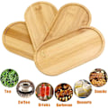 Miniatyrbilde 3 av 4: Ovale Bambusfat 4 stk. Bambus Serveringsbrett Bambusfat Ovale Fat Serveringsbrett Ovale Tefat for Brød Dessert Kjeks