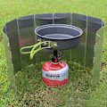 Miniatyrbilde 5 av 5: Vindbeskyttelse Foldbar Aluminium Gasskomfyr Vindbeskyttelse Campingkomfyr med 10 Aluminium Lameller, Lett Foldbar Vindbeskyttelse, Vindskjerm for Komfyr