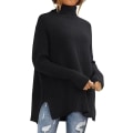 Miniatyrbilde 1 av 5: Dame Turtleneck Oversized Høstgensere Lang Flaggermus Erme Spilt Hem Strikket