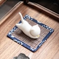 Miniatyrbillede 2 af 5: Kat Røgelseholder Brænder Askefanger Røgelse Stativ med en Måtte Yoga A