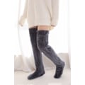 Miniatyrbilde 1 av 5: Dame Overknees Fuzzy Sokker Slippers Strømper Vinter Fluffy Lårhøye Bevarmere Plysj Sovesokker