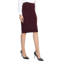Miniatyrbillede 2 af 5: Kvinde Elastisk Talje Stretch Bodycon Midi Blyantsnederdel Vinrød L