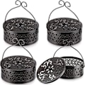 Miniatyrbillede 1 af 5: 4 stk. Røgelsesspiralholder i bronze, retro, bærbar, hængende røgelsesbrænderholder