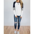 Miniatyrbilde 4 av 4: Womens Color Block Rund Hals Tunika Topper Casual Langærmet Skjorte Bluse XL