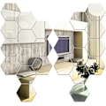 Miniatyrbillede 1 af 5: 24 stk. Hexagon Vægspejl, Sølv Vægklæbende Spejl 126×110×63mm, Akryl Hexagon Selvklæbende Vægspejle til Sofa TV Baggrundsdekoration