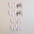 Miniatyrbillede 3 af 5: 24 stk. Halloween falske negle mandel lange, franske sorte punk pre
