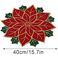 Miniatyrbild 2 av 5: Julduk, Röda Julstjärnor Broderade Dukar, 16 Tum Runda Jul Broderade Dukar, Julblommformad Duk för Jul