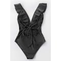 Miniatyrbillede 4 af 5: Kvinders V-hals Enkelt Stykke Badetøj Ruffle Tie Enkelt Bikini,XL