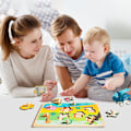 Miniatyrbild 2 av 3: Träpussel 1 år gammal, Montessori-babyleksak, pedagogiska lärande spel för djur för bebisar 1 2 3 år gamla pojkar flickor födelsedagspresent julklapp