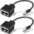 Pikkukuva 1 / 5: 2 kpl RJ45 Ethernet-kaapeliverkon sovitinta Ethernet-jakajasovitin Ethernet-jatkojohto Kaksi verkkojakoa sopii Cat5 Cat5e Cat6 Cat7 LAN-sovittimen pistokkeeseen Becomerich