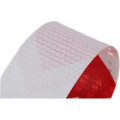 Miniatyrbilde 5 av 5: Rød og hvit twill reflekterende advarselstape 10 cm bred og 25 m lang.